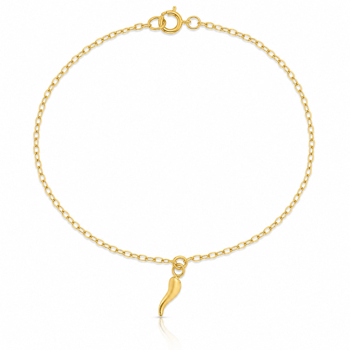 14k Polished Italian Horn Dangles w/.75in Ext Bracelet - Lifestyle View
