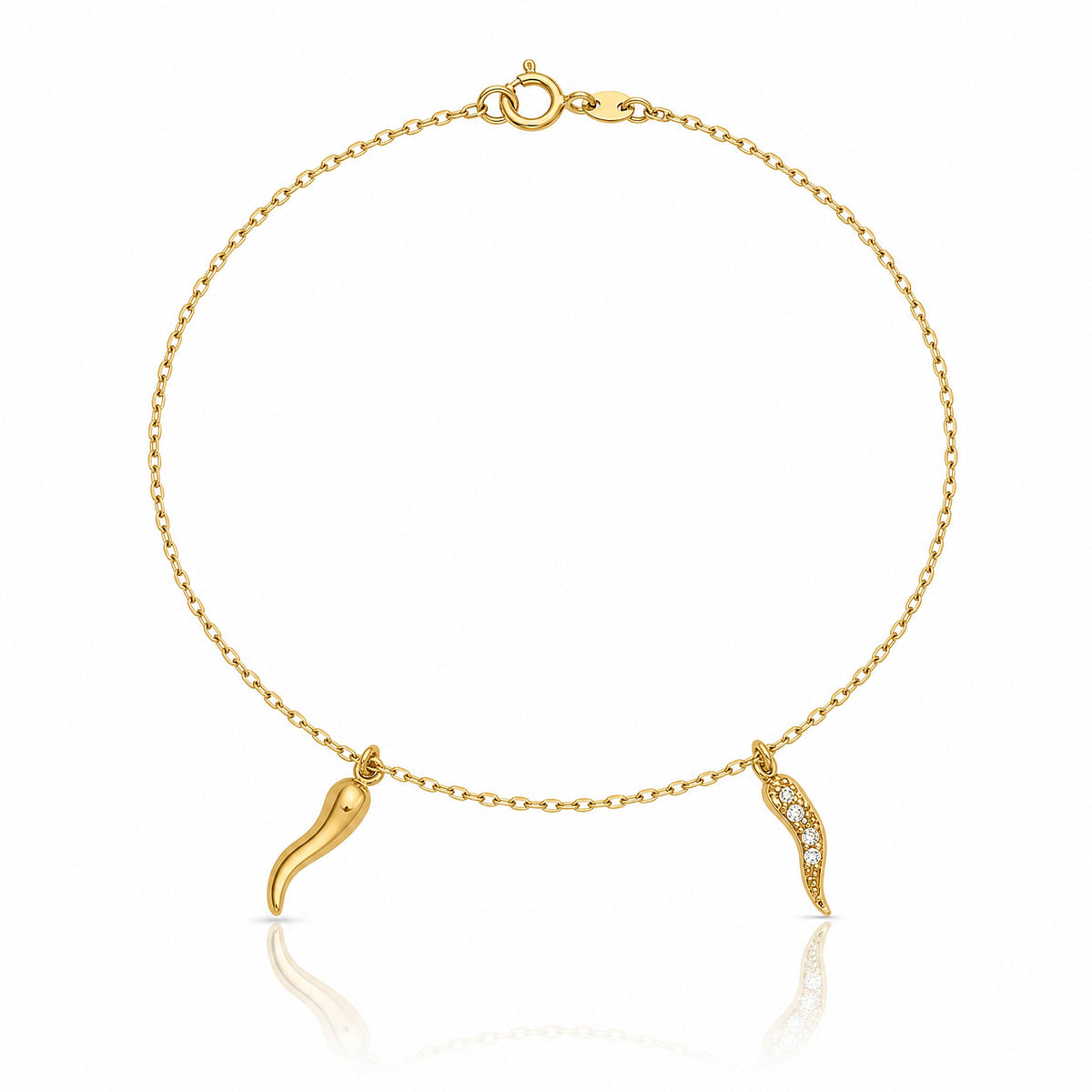 14k Polished CZ Italian Horns w/.75in Ext Bracelet - Lifestyle View
