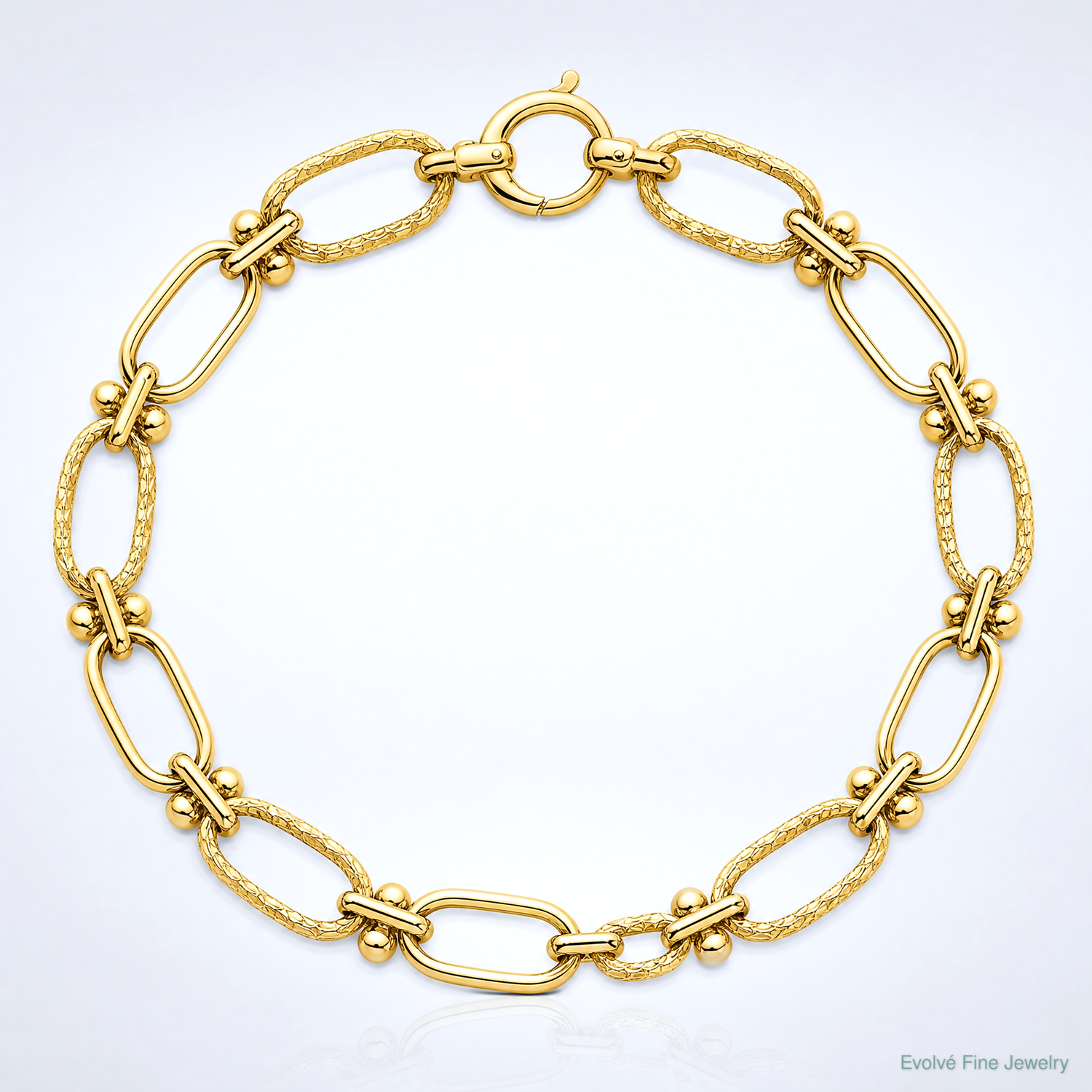 14k Polished Open Textured Fancy Link Bracelet - Lifestyle View