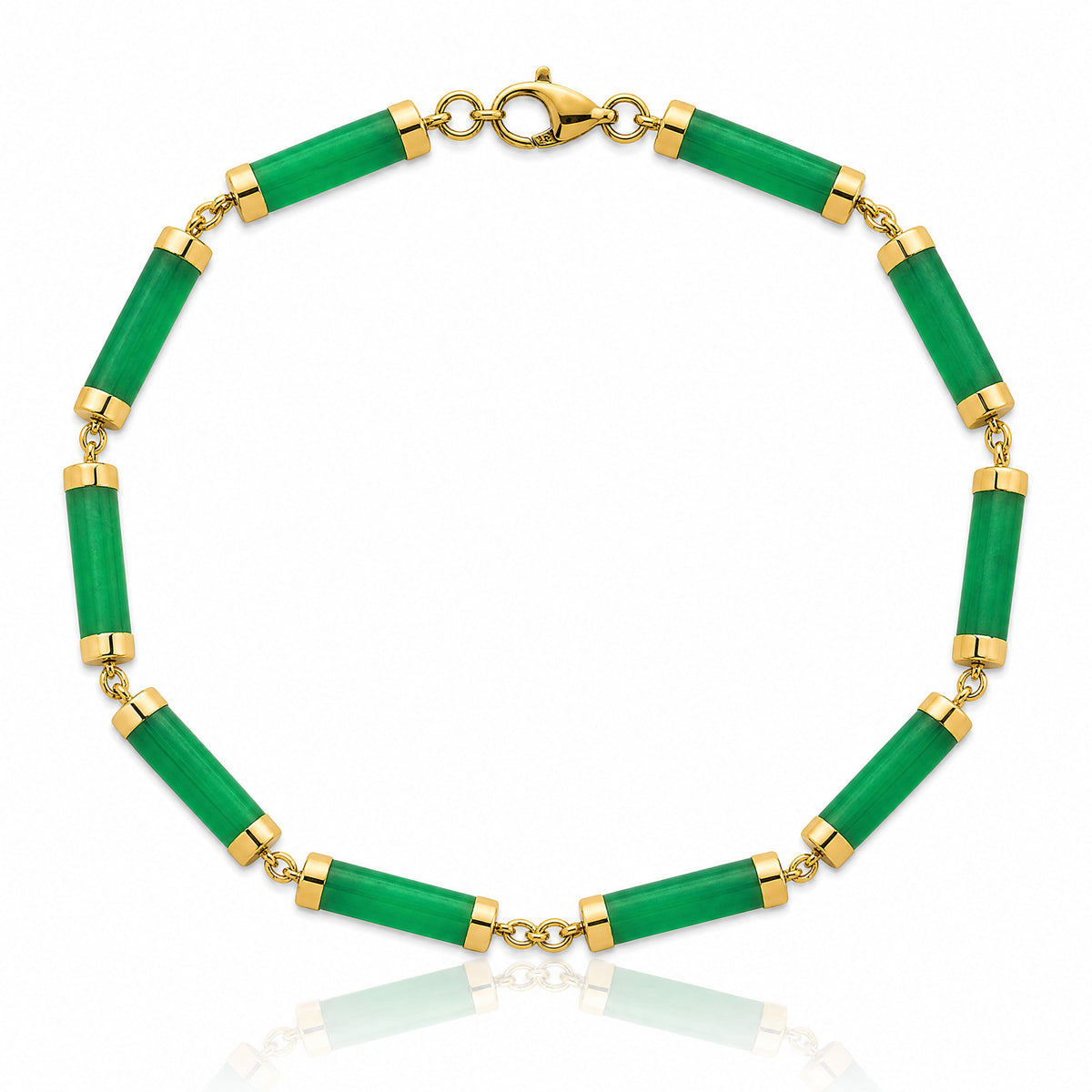 14K Polished 4.0mm Jade Bars Bracelet - Lifestyle View