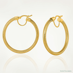 14k Polished Flexible Mesh Hinged Hoop Earrings - Lifestyle View