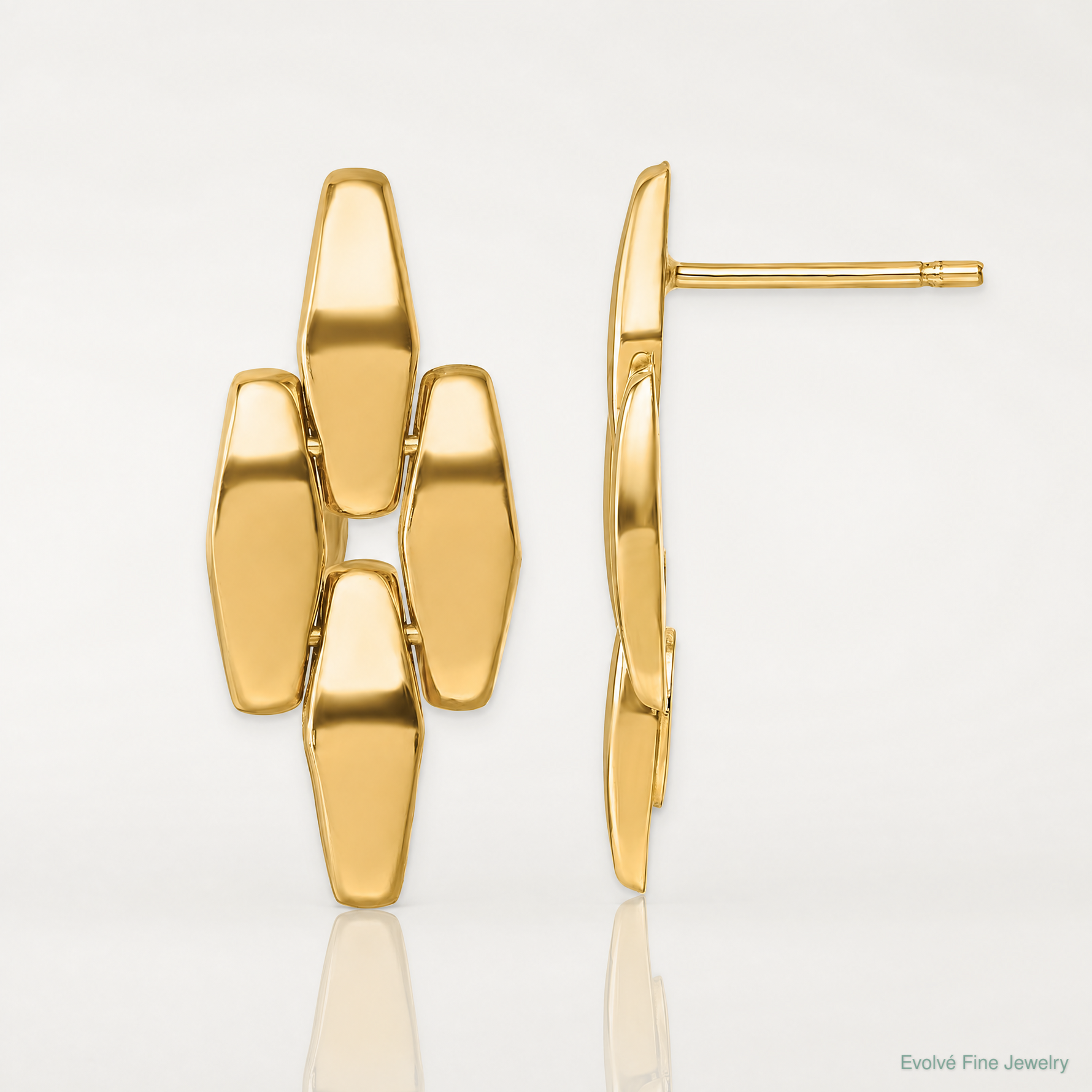 14K Polished Fancy Link Dangle Post Earrings - Lifestyle View
