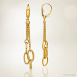 14K Polished and Textured Woven Dangle Leverback Earrings - Lifestyle View