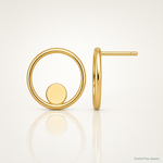 14k Polished Circle Post Earrings - Lifestyle View