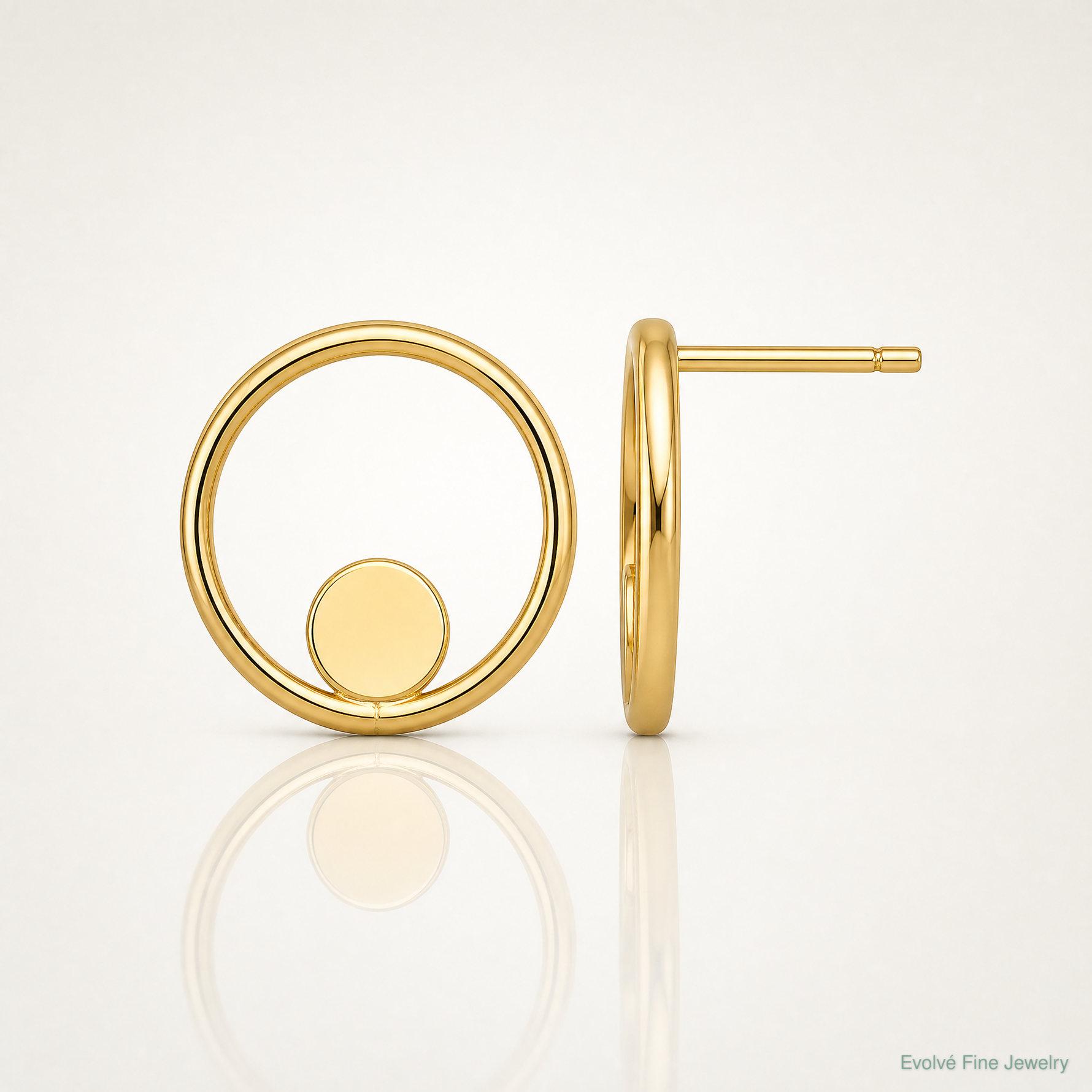 14k Polished Circle Post Earrings - Lifestyle View