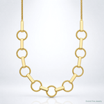 14K Polished and Textured Circles and Bars Necklace - Lifestyle View