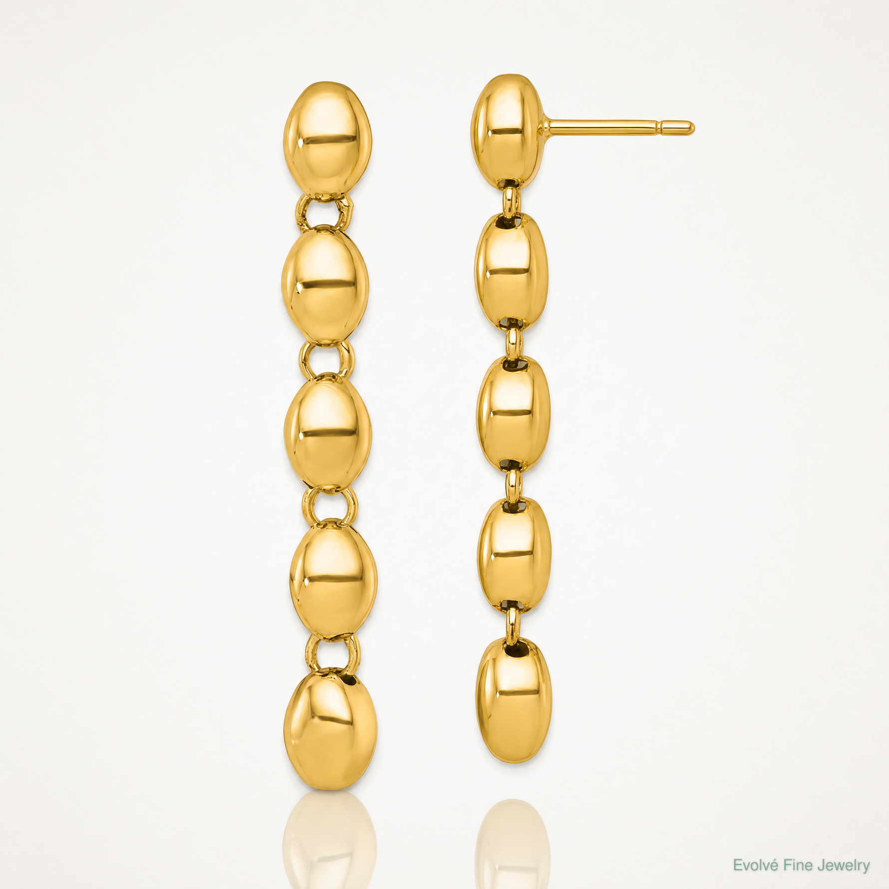14k Polished Round Fancy Link 5.25mm Post Dangle Earrings - Lifestyle View