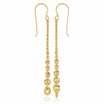14k Polished Fancy Graduated Link Dangle Shepherd's Hook Earrings - Lifestyle View