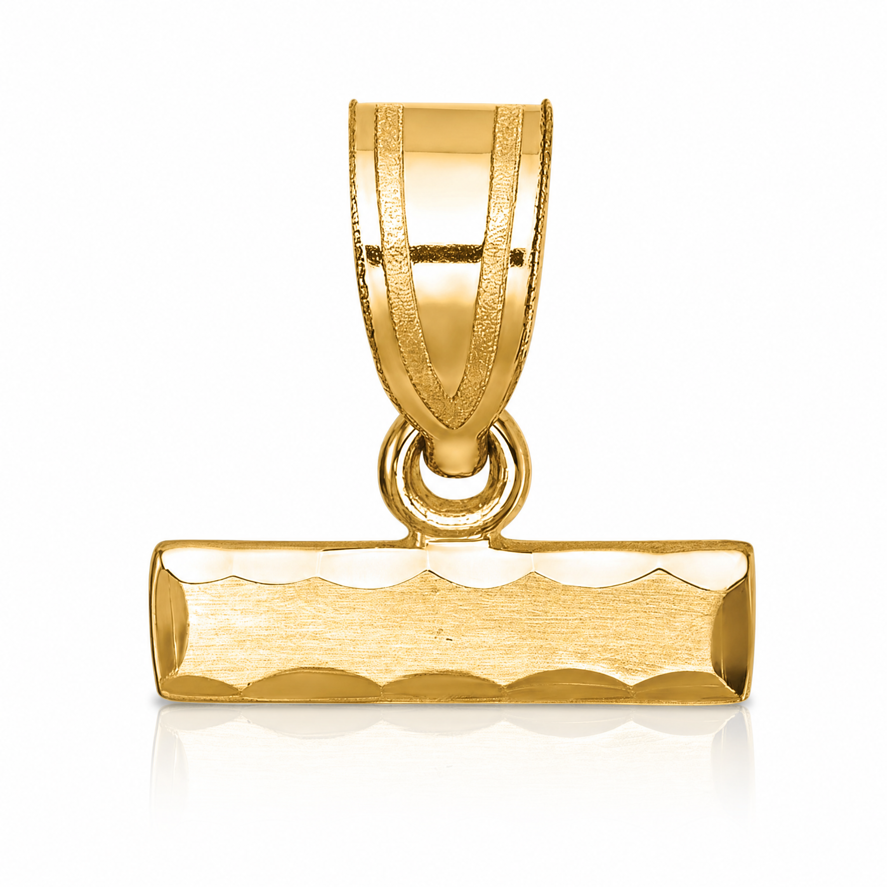 14k Small Brushed Diamond-cut Top Charm - Lifestyle View