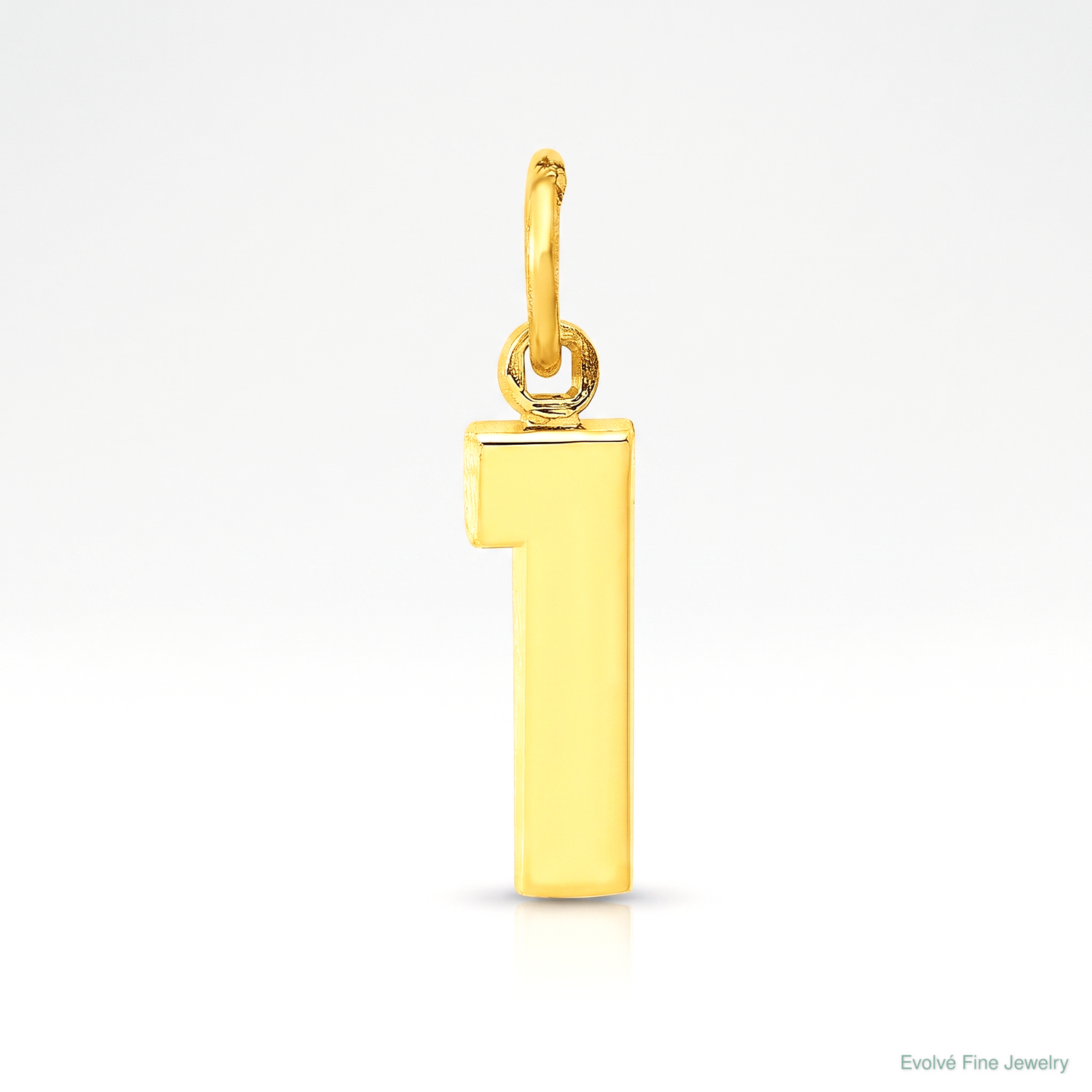 14k Small Polished Number 1 Charm - Lifestyle View