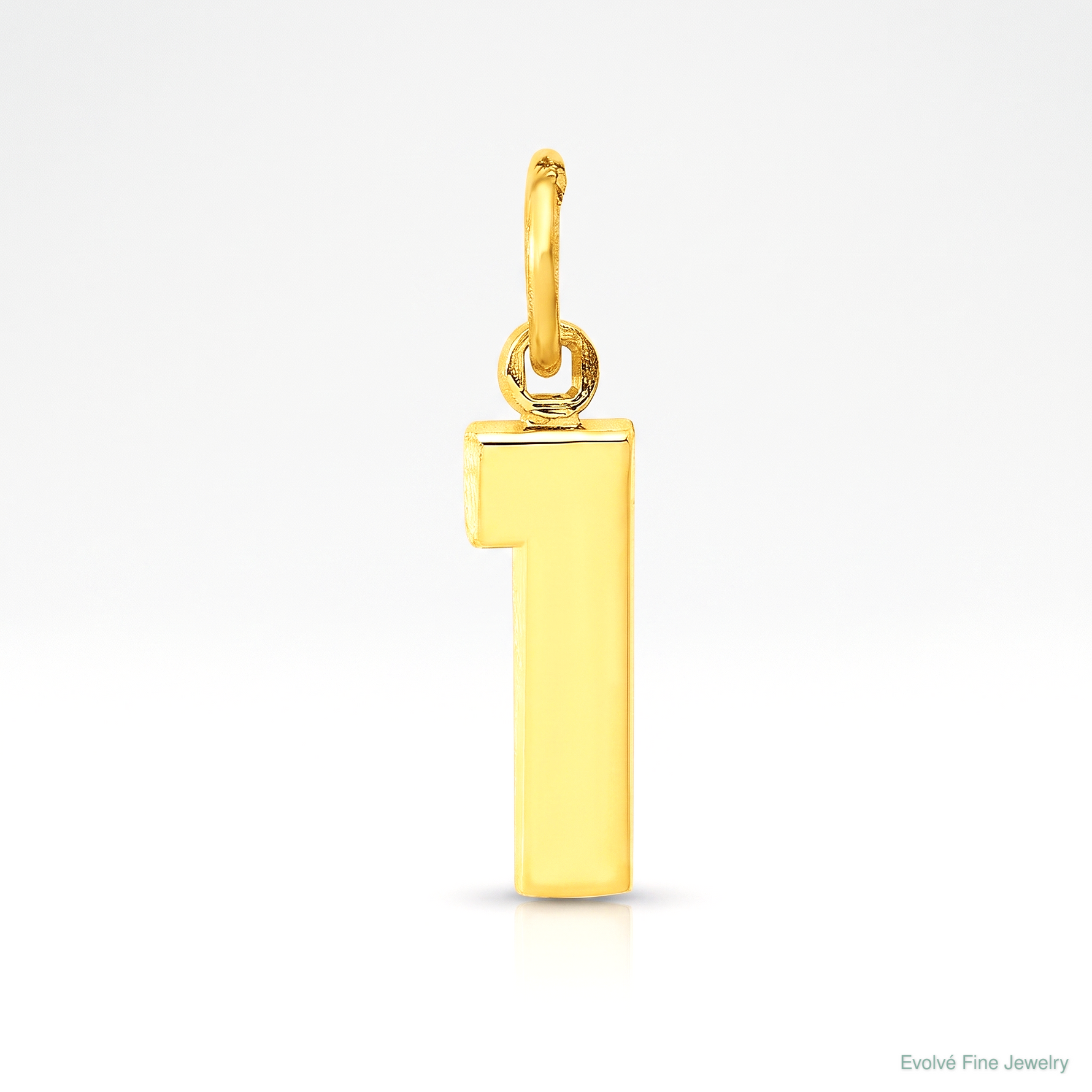 14k Small Polished Number 1 Charm - Lifestyle View