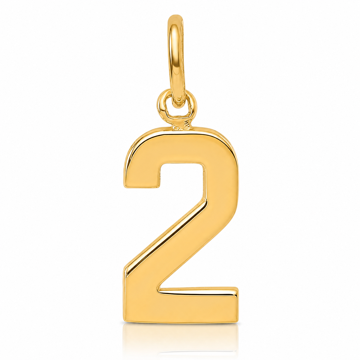 14k Small Polished Number 2 Charm - Lifestyle View