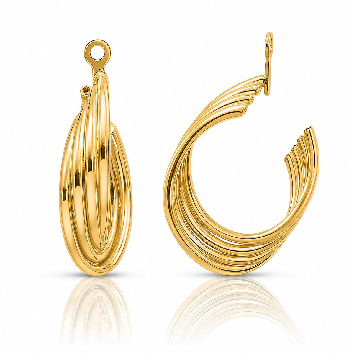 14k Polished Hoop Earring Jackets - Lifestyle View