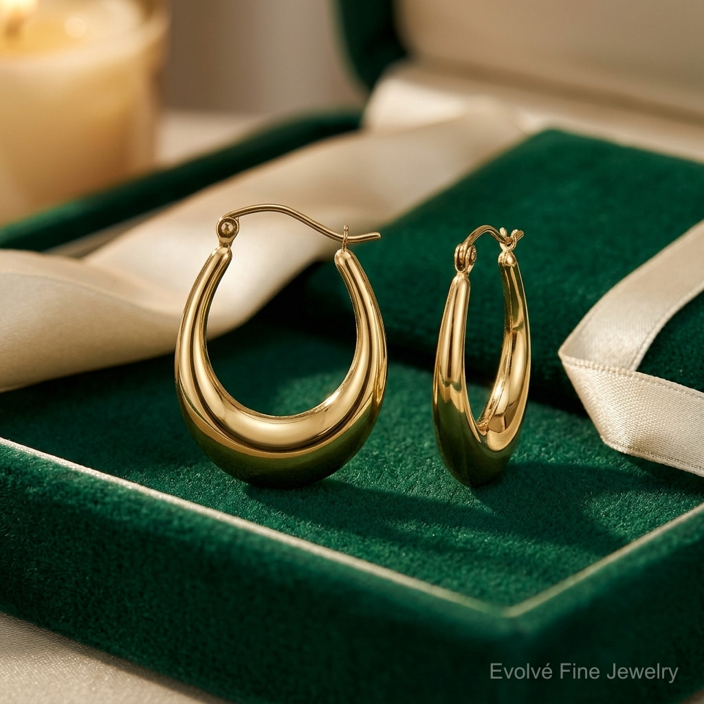 14k Polished Hoop Earrings - Lifestyle View