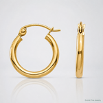 14k Polished 2x15mm Lightweight Tube Hoop Earrings - Lifestyle View