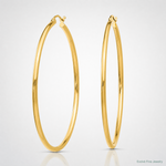 14k Polished 2x50mm  Lightweight Tube Hoop Earrings - Lifestyle View