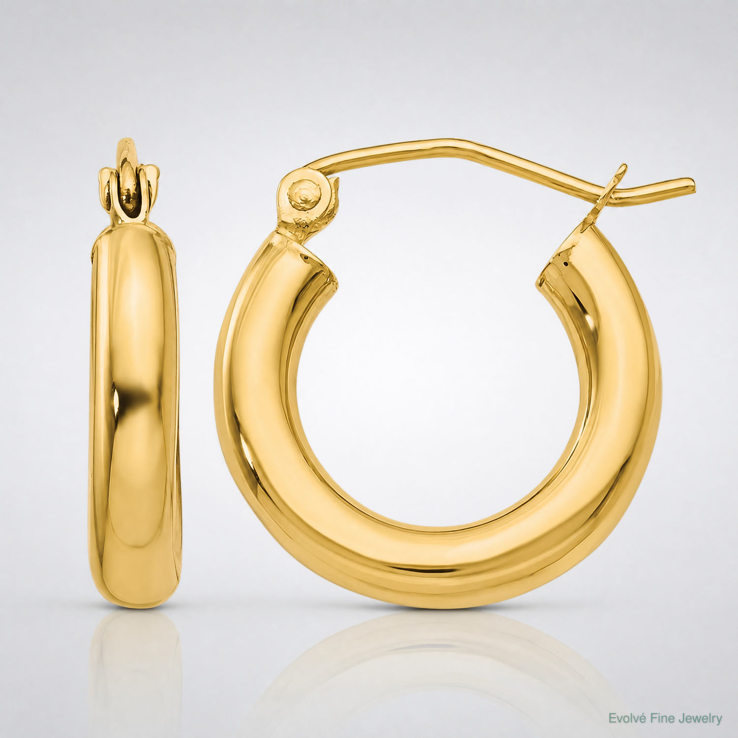 14K Polished 3mm Tube Hoop Earrings - Lifestyle View