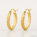 14K Polished and Satin Diamond-cut Hoop Earrings - Lifestyle View