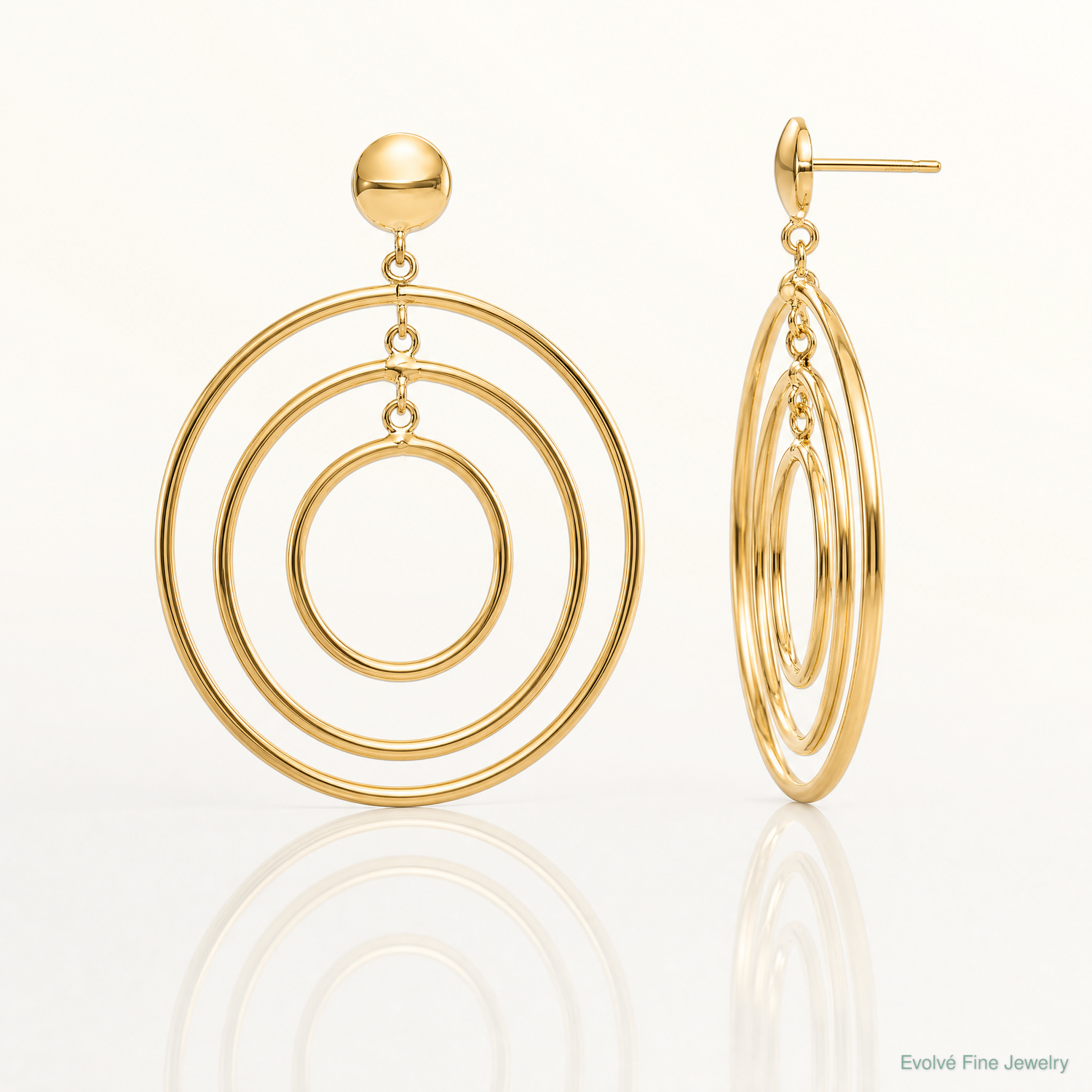 14k Fancy Circle Dangle Post Earrings - Lifestyle View