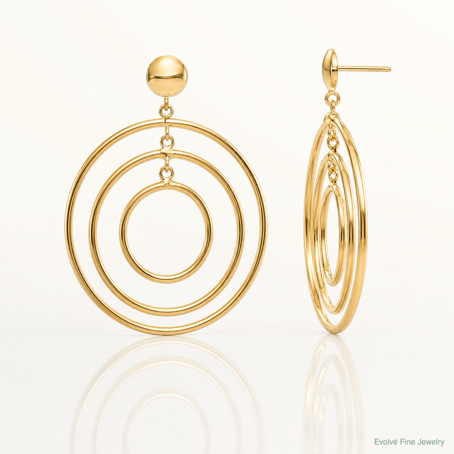 14k Fancy Circle Dangle Post Earrings - Lifestyle View