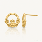 14k Claddagh Post Earrings - Lifestyle View