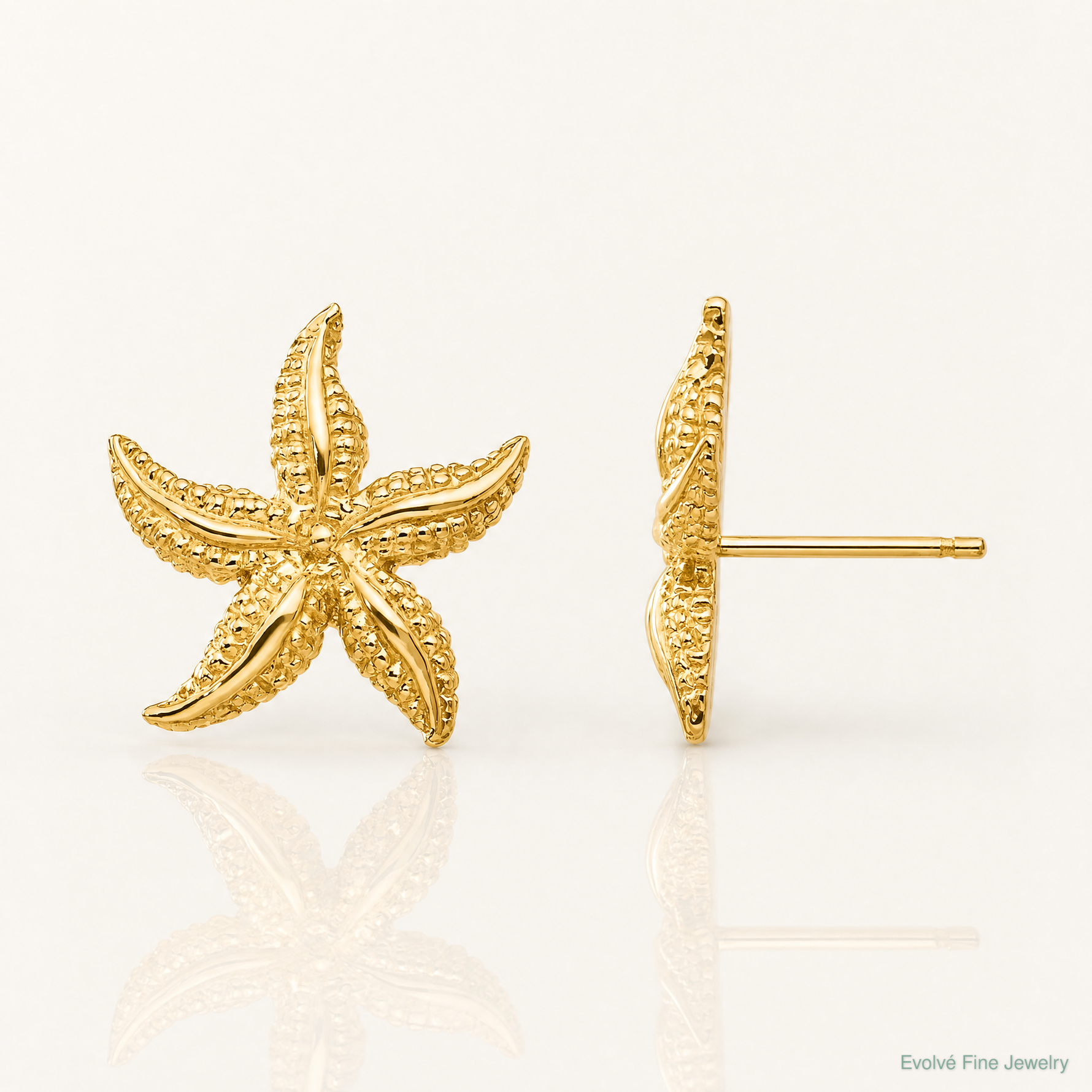 14k Starfish Post Earrings - Lifestyle View