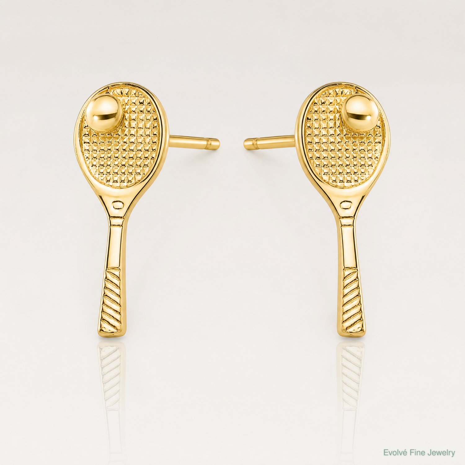 14k Tennis Racquet w/Ball Post Earrings - Lifestyle View