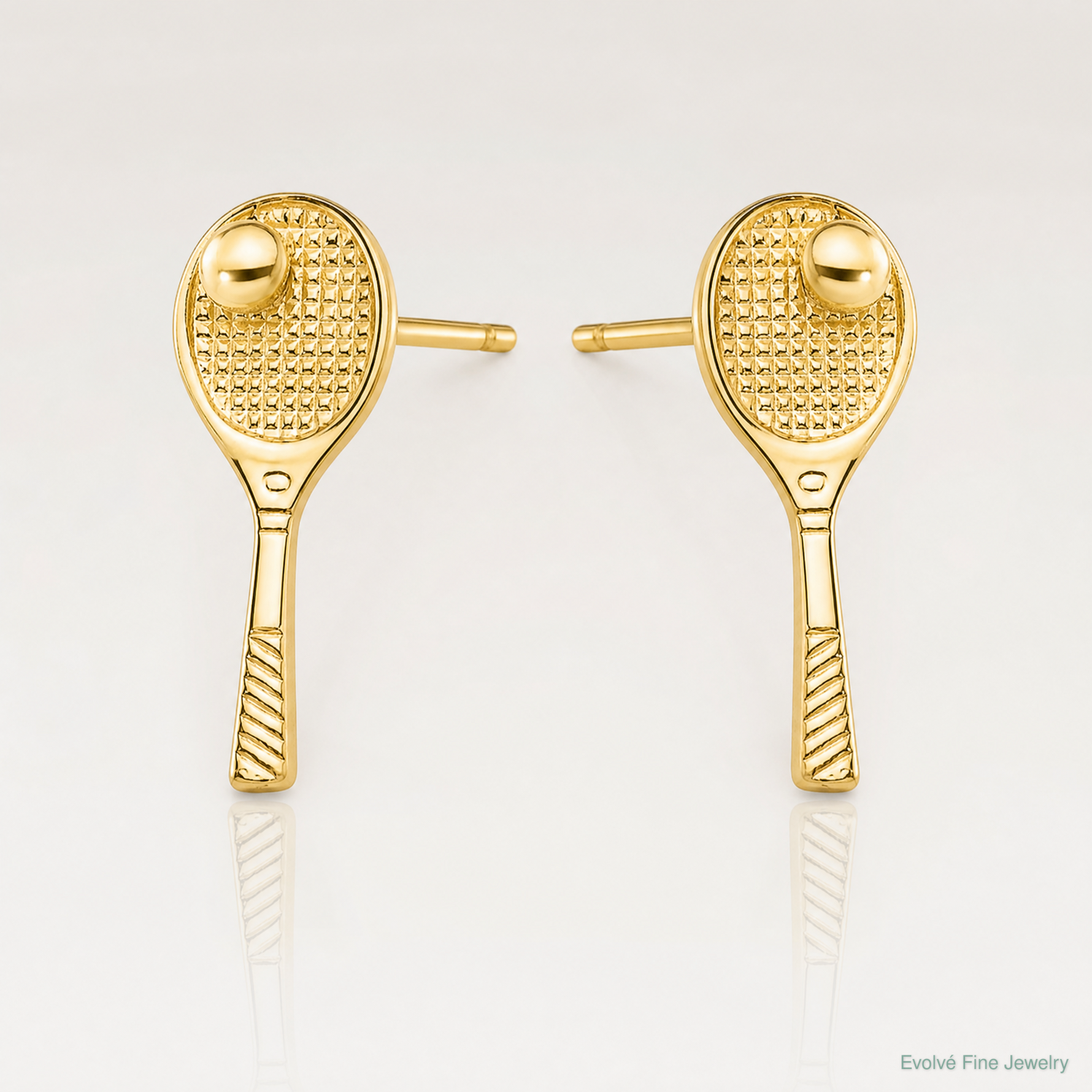 14k Tennis Racquet w/Ball Post Earrings - Lifestyle View