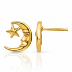 14k Moon and Star Post Earrings - Lifestyle View