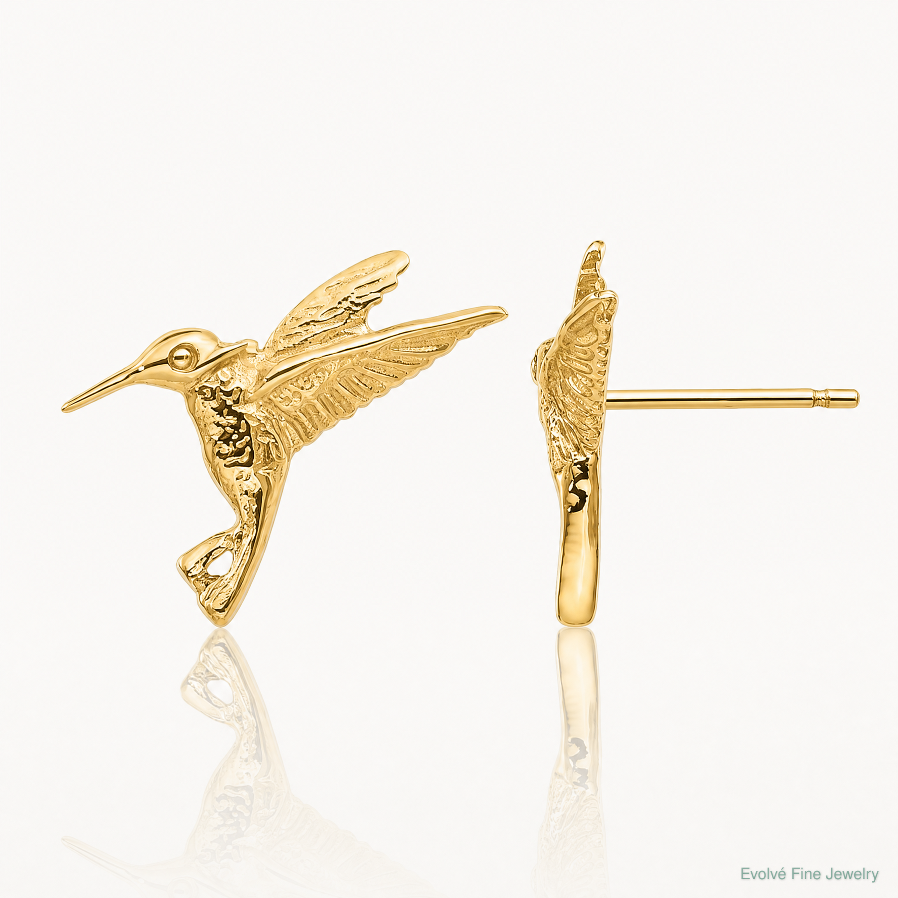 14k Hummingbird Post Earrings - Lifestyle View