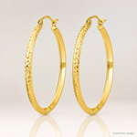 14K Knife Edge Diamond-cut Hollow Hoop Earrings - Lifestyle View