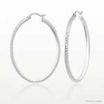 14K WG Knife Edge Diamond-cut Hollow Hoop Earrings - Lifestyle View