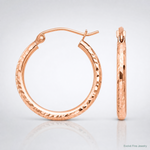 14k Rose Gold Diamond-cut Polished Hoop Earrings - Lifestyle View