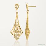14K D/C Filigree Dangle Post Earrings - Lifestyle View