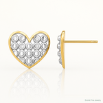 14k w/ Rhodium D/C Heart Post Earrings - Lifestyle View