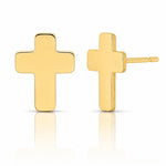 14k Gold Polished Cross Post Earrings - Lifestyle View