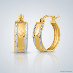 14k White Rhodium Polished Diamond-cut Hoops - Lifestyle View