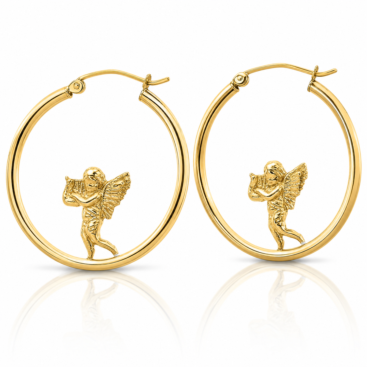 14k with Angel Hoop Earrings - Lifestyle View