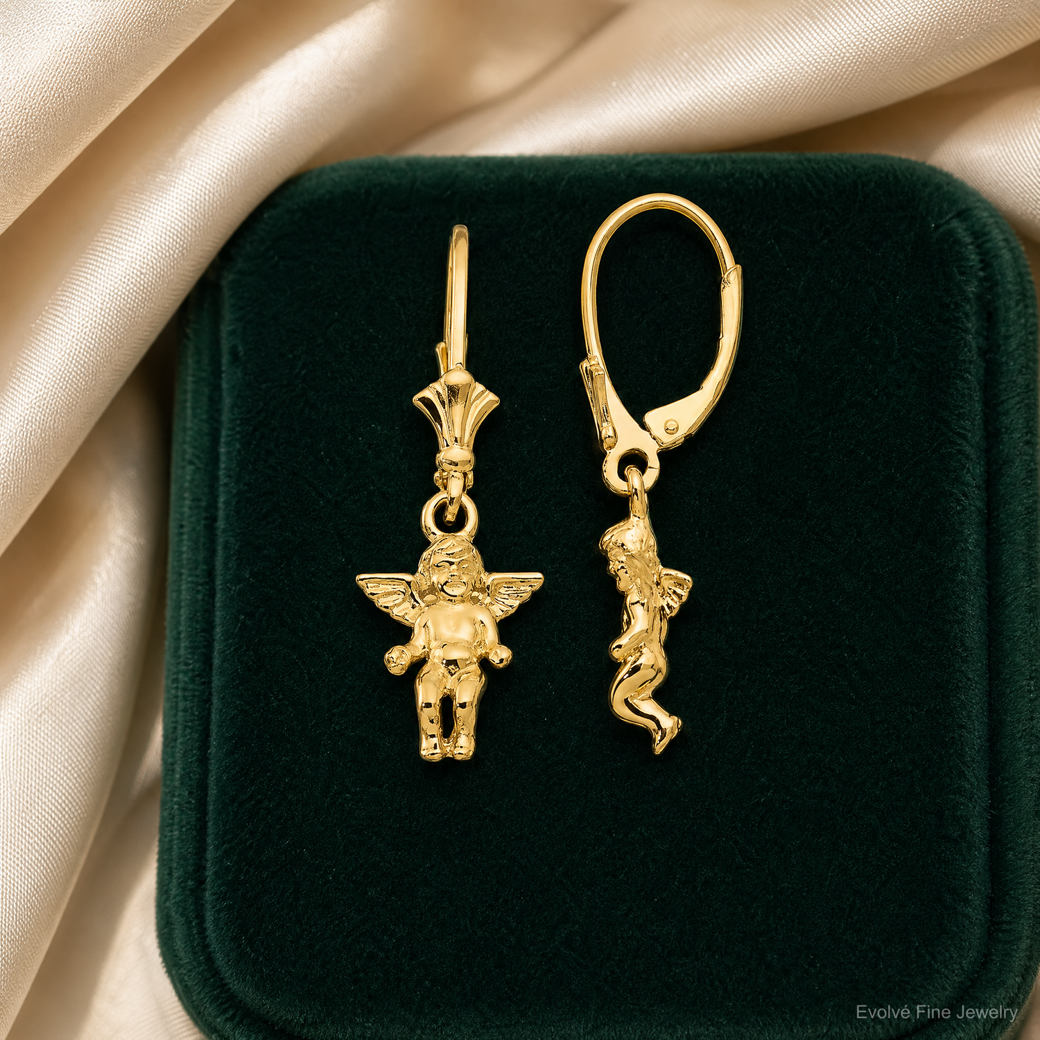 14k Angel Leverback Earrings - Lifestyle View