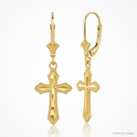 14K D/C Cross w/ Beaded Edge Leverback Earrings - Lifestyle View