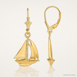14K  3D Polished Sailboat Leverback Earrings - Lifestyle View