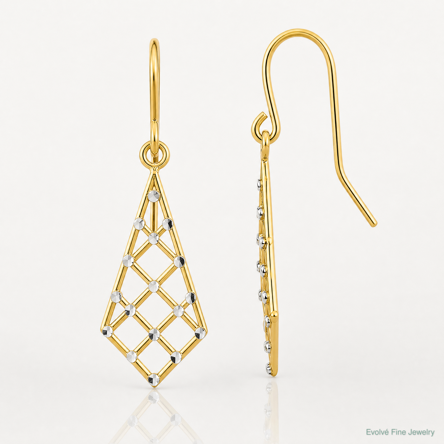 14K w/Rhodium accent Diamond-cut Criss-Cross Wire Earrings - Lifestyle View