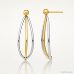 14k w/ White Rhodium Ball Stud w/ Triple Wire Dangle Jacket Earrings - Lifestyle View