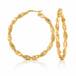 14K Polished and Textured Twisted Hoop Earrings - Lifestyle View