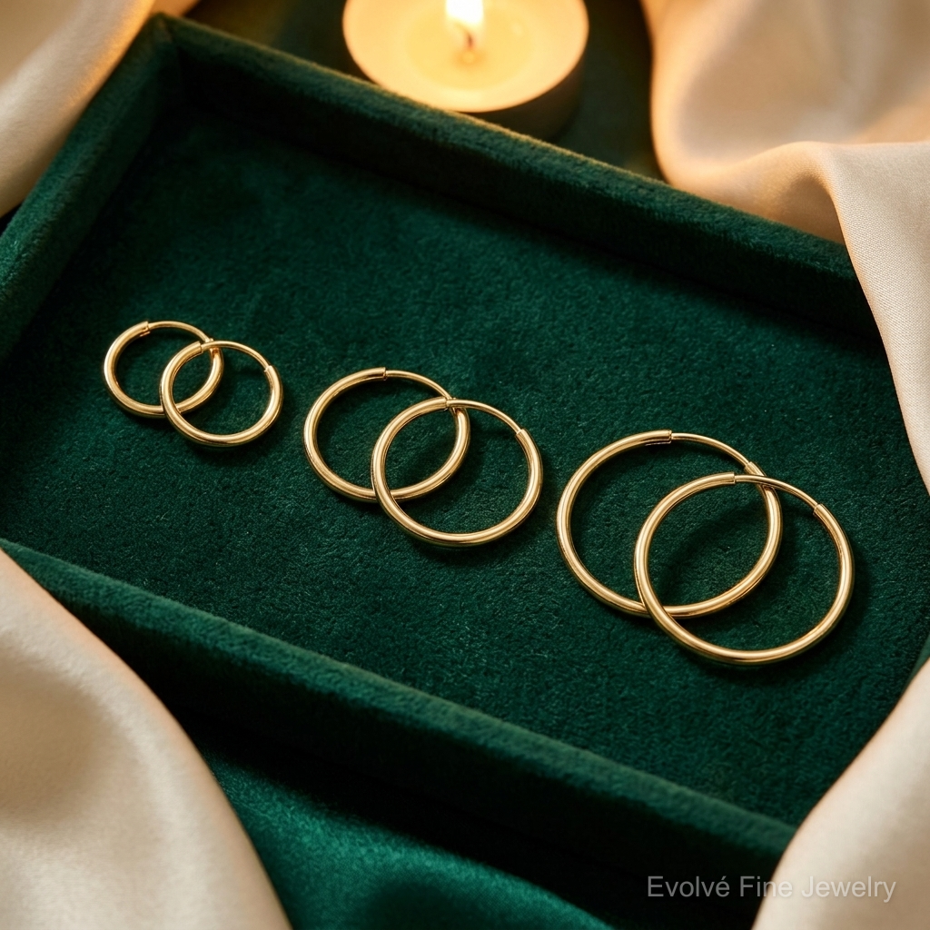 14k Polished Endless Hoop 3 Piece Set - Lifestyle View