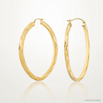 14K Polished and Textured Hoop Earrings - Lifestyle View