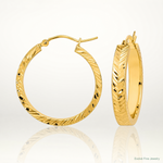 14K Polished Diamond-cut Hoop Earrings - Lifestyle View