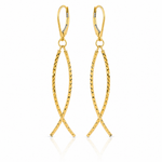 14K Polished Diamond Cut Fancy Dangle Leverback Earrings - Lifestyle View