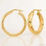 14K Polished and Textured Hoop Earrings - Lifestyle View