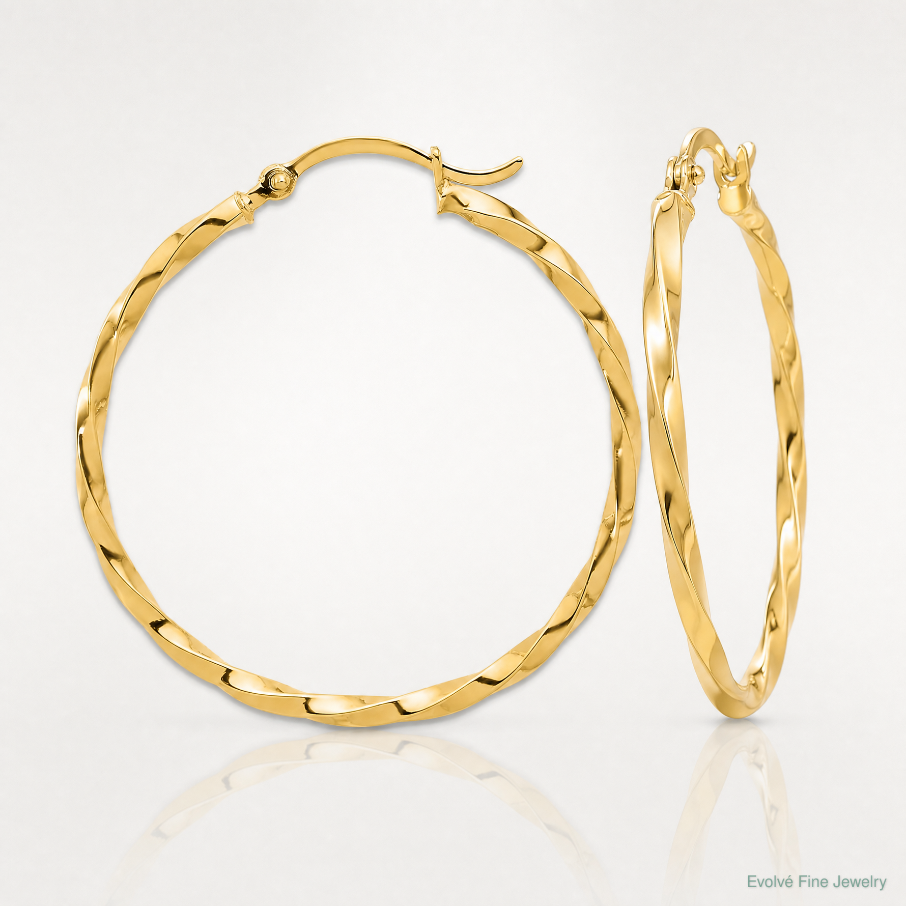 14K Polished and Twisted 1.8mm Hoop Earrings - Lifestyle View